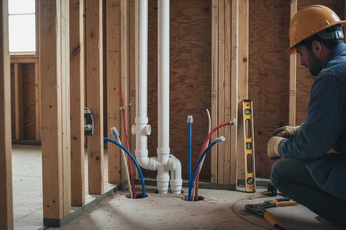 Drain and supply rough-in during Leak Detection in Belgium
